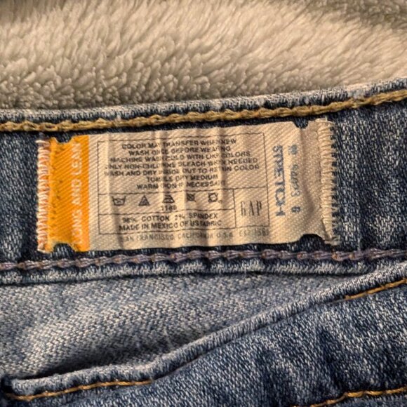 GAP JEANS Womens 12 L Long 12L Denim Blue Flare 1969 Distressed Stretch Long & - Picture 4 of 9